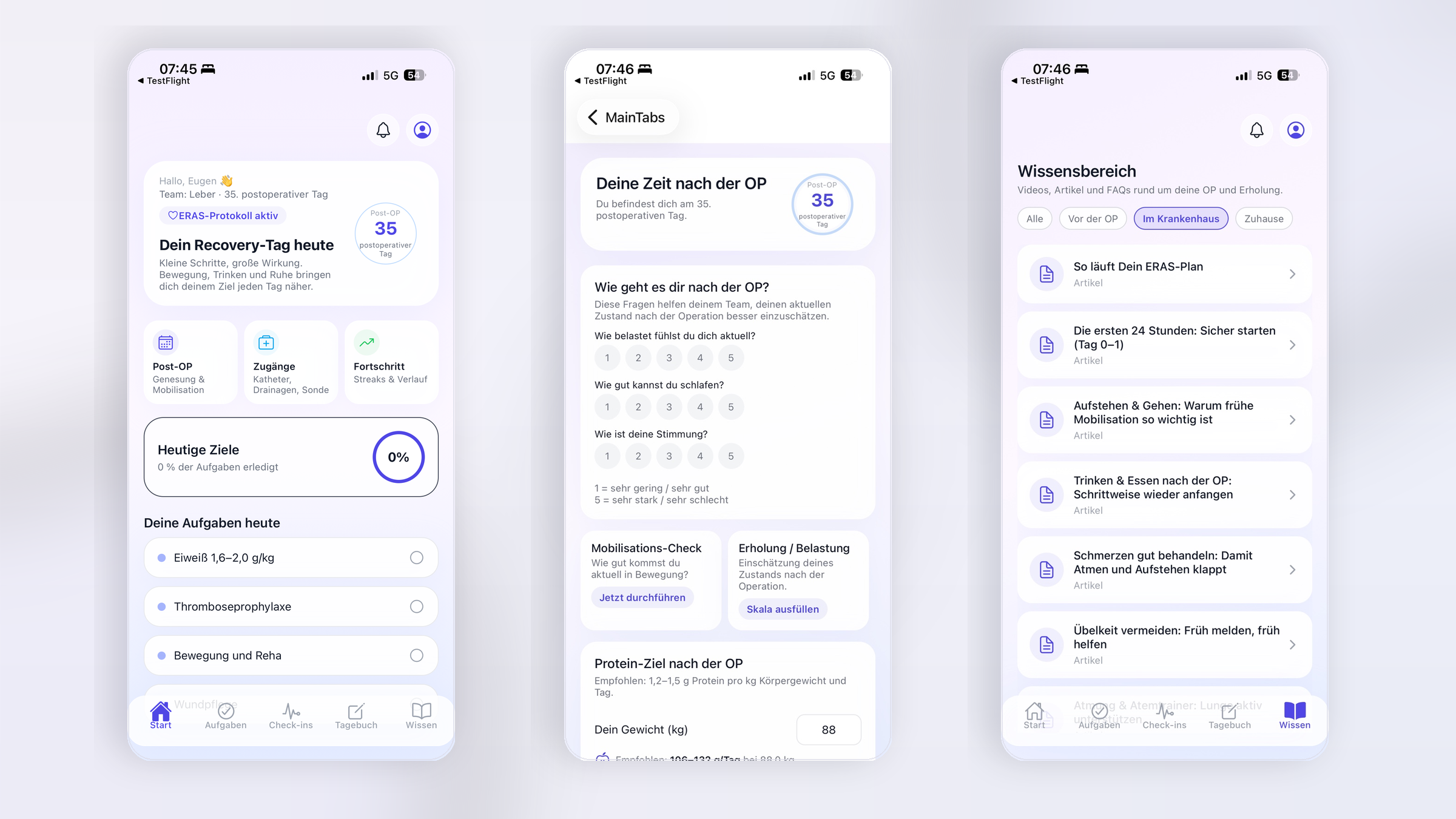 UKE Recovery App zur Begleitung nach Operationen